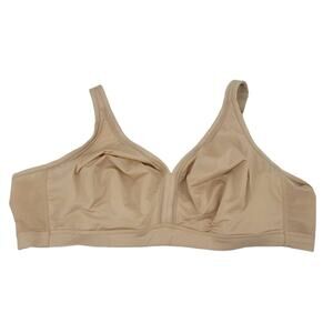 Cacique Unlined No Wire Thick Strap Back Closure Nude Bra Size 50DD
